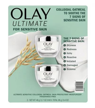 Olay Ultimate Soothing Face Moisturizer for Sensitive Skin, Fragrance-Free, 1.7